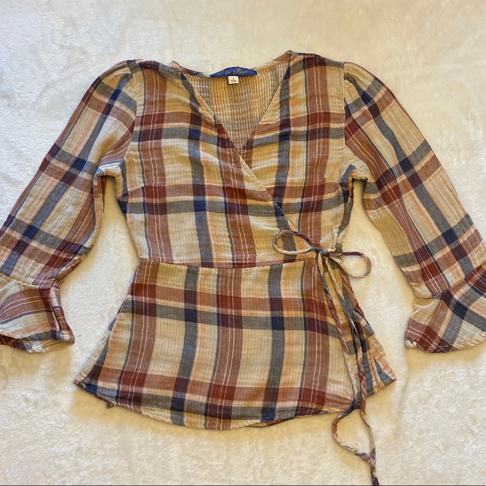 Blue Rair wrap blouse